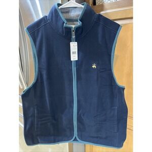 BROOKS BROTHERS MENS TEDDY FLEECE VEST, NAVY BLUE, NWT‎